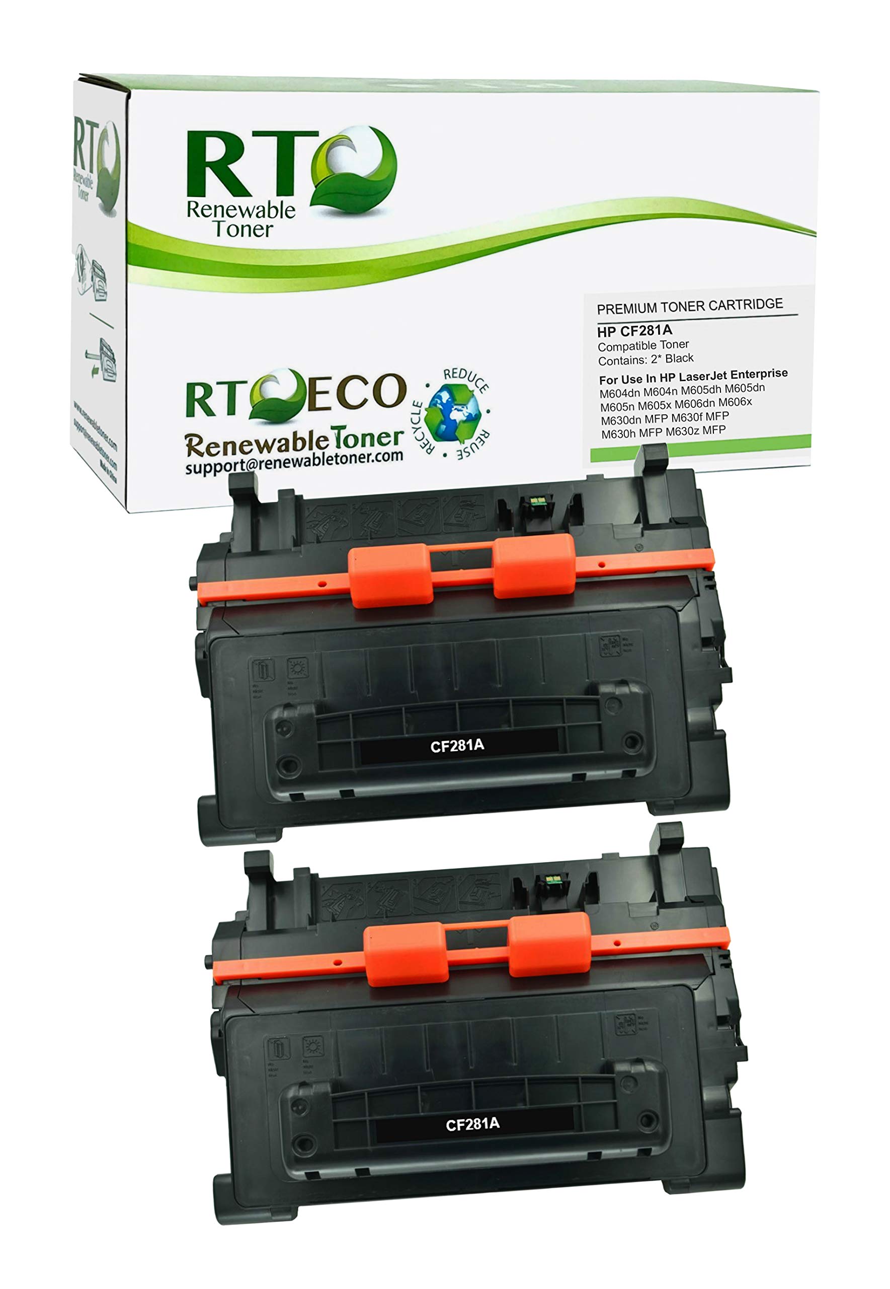 Renewable Toner Renewable Toner 81A CF281A Compatible Cartridge Replacement for LaserJet Enterprise M604, M605, M606; M630 MFP (Black, 2 Pack)