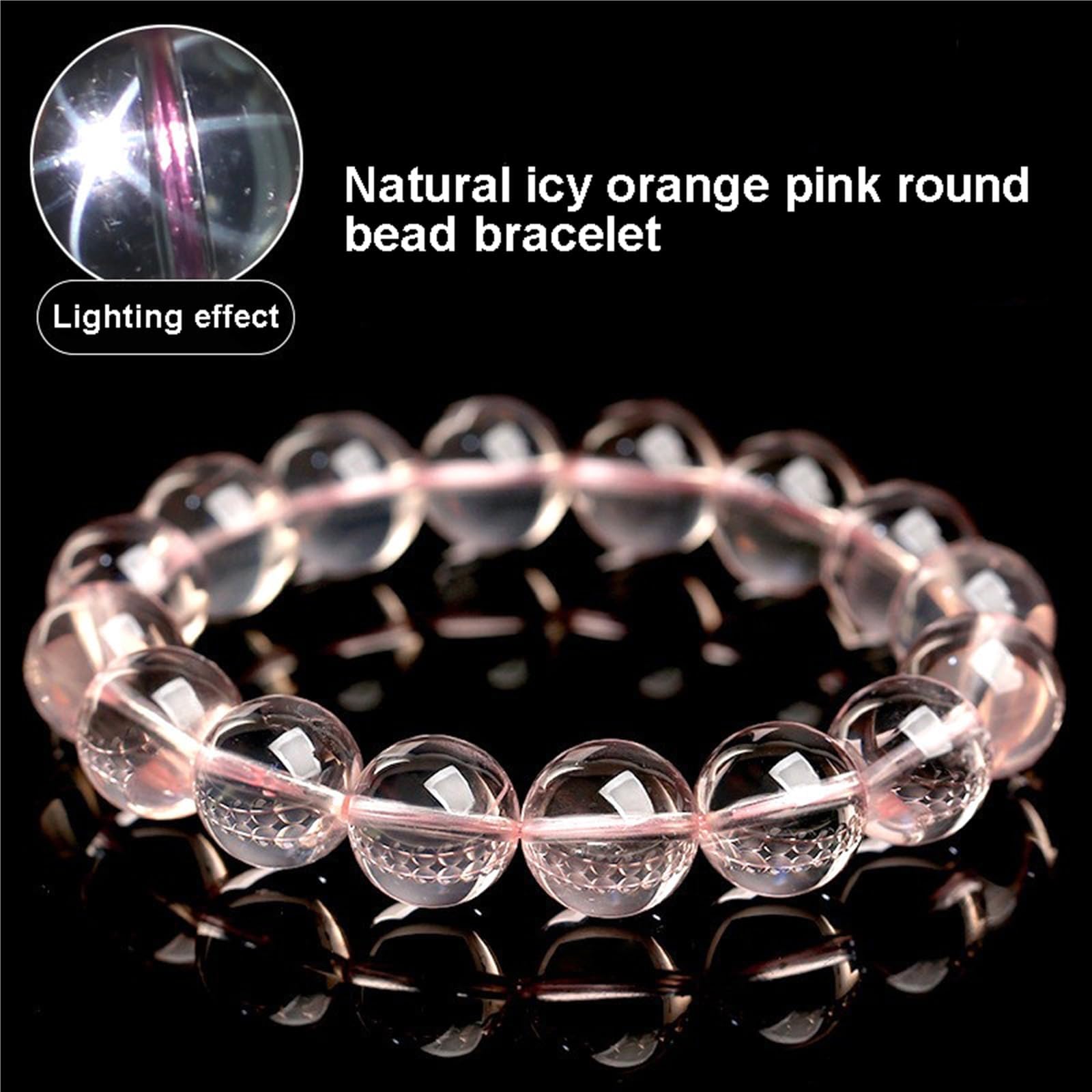 Braccialetto in quarzo rosa arancione ghiacciato naturale, gioiello con perline originali del Mozambico, da donna, regalo calmante per l'energia e l'amore