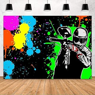 Shooting Game Backdrop FHZON 5x3ft Mess Splatter Art Party Colorful Graffiti Background for Photograph Theme Party Gaming Party Banner Photo Booth Props PTBLSFH4