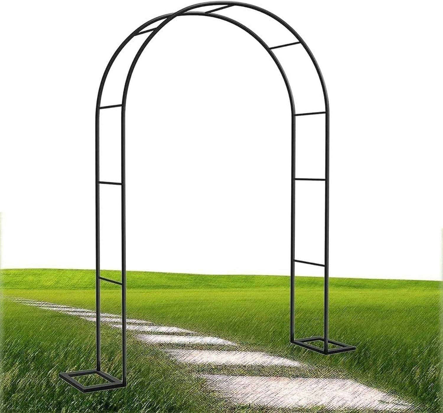 Arche d'arbre de jardin en métal autoportante noire de 2,8m x 2,2m