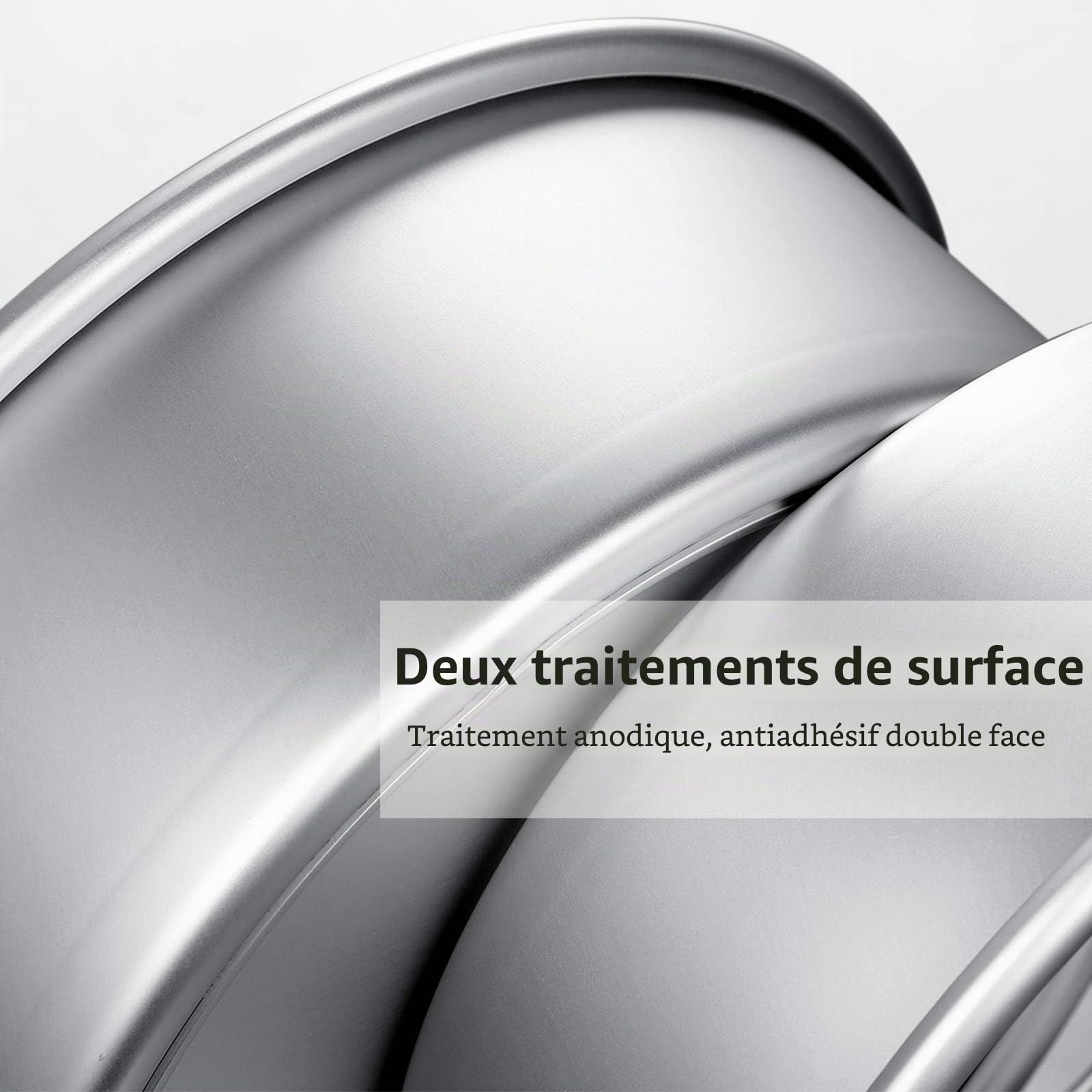 Moule à Gàteau Rond Aluminium Anodisé Avancé Lot de 3, avec Revêtement Antiadhésif et Base Amovible, 5"/7"/9" (3 pièces)
