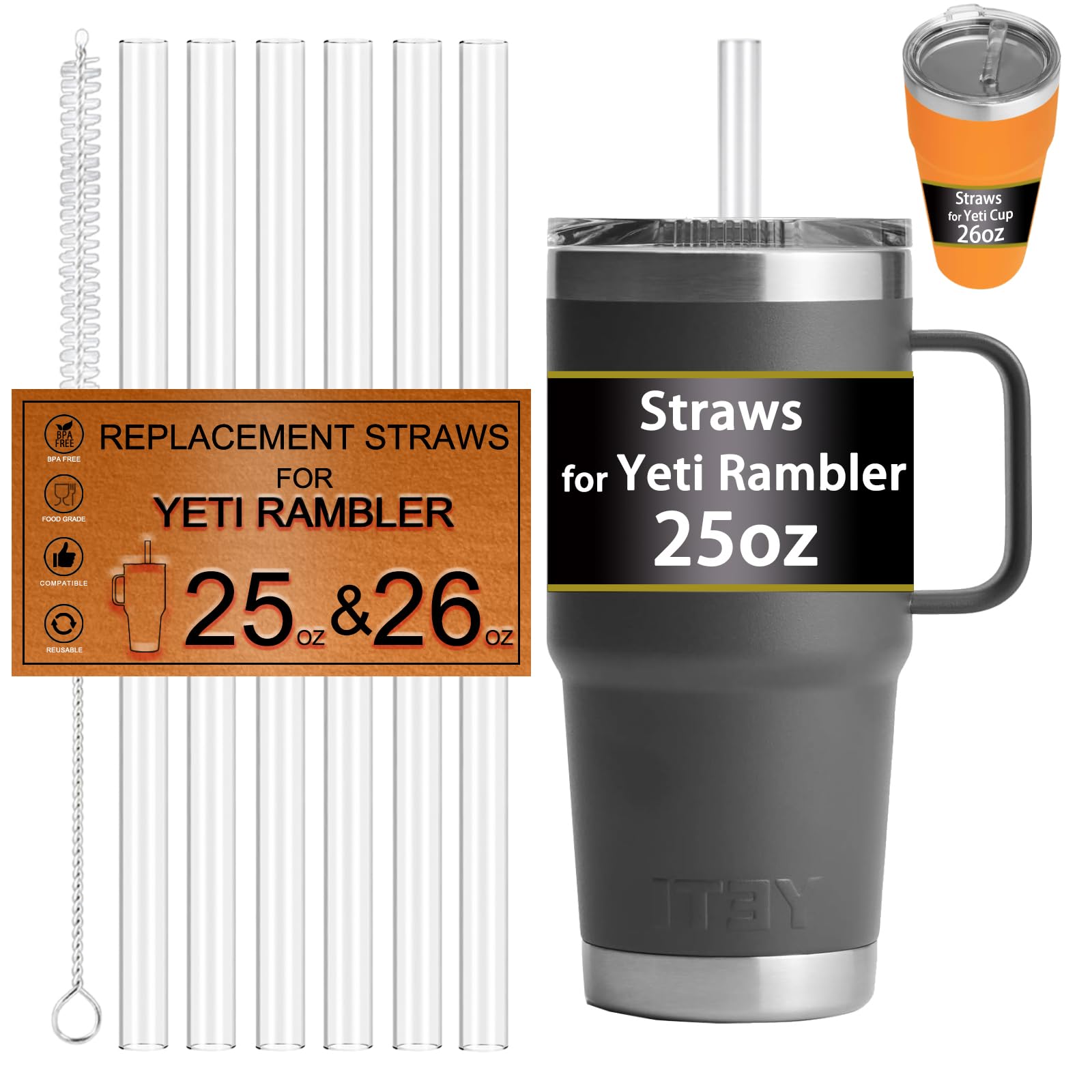 Amazon | FXTBE Yetiストローマグ用ストロー Yeti Rambler 25オンス用
