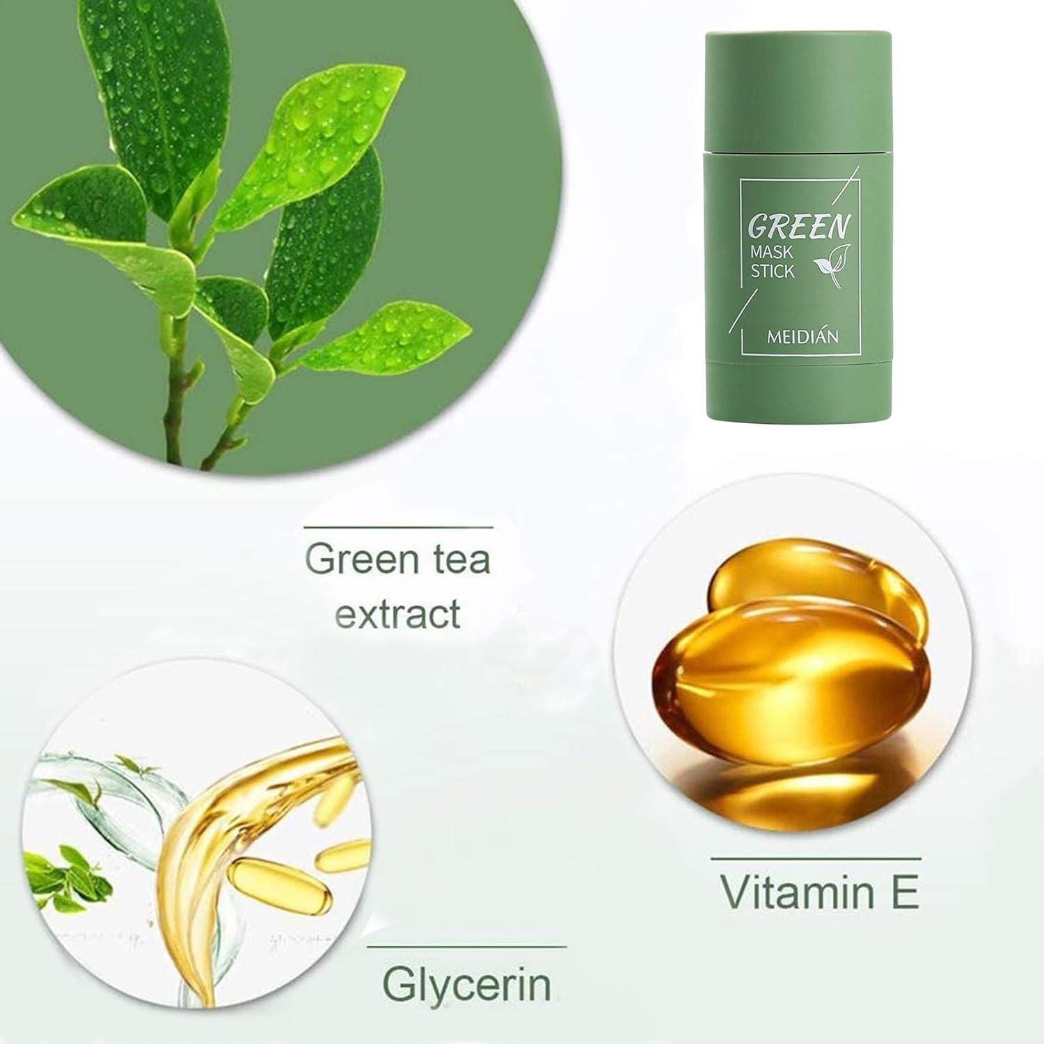 Green Tea Cleansing Face Mask Stick Purifying Solid Green Clay Stick