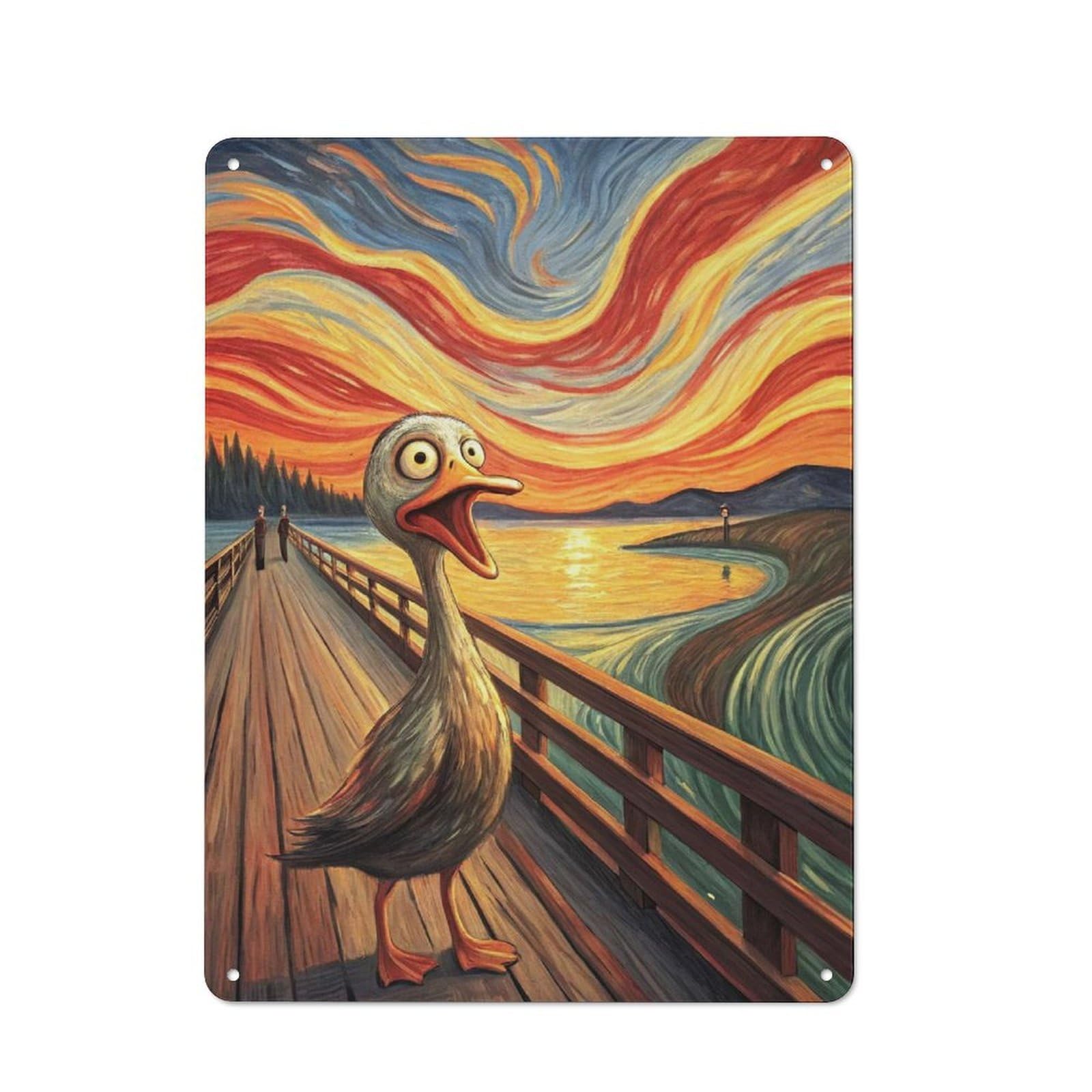Junmoney Style-1 Metal Plaque 40X30cm With Screaming Duck On A Bridge For Pub Or Café, Vintage Decor, For Metal Sign Collectors, For Vintage Wall Decor Fans