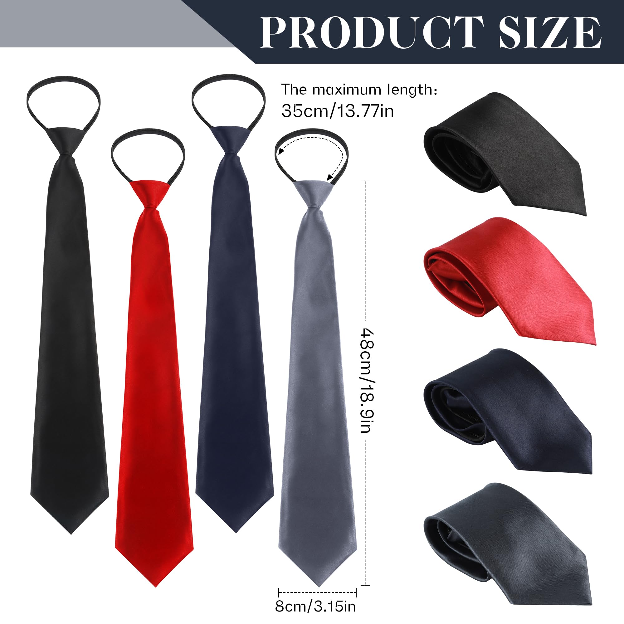 JSMTKJ 4 Piezas Corbata Infantil para Niños, Ajustable con Clip y Banda Elástica, Perfecta para Graduación, Boda, Disfraces y Eventos Formales Elegante y Fácil de Colocar para Niños