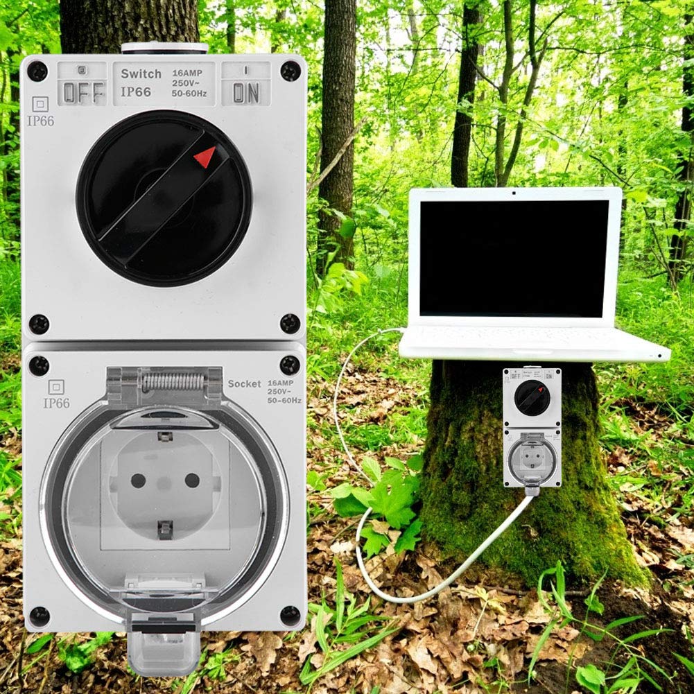 Presa a muro impermeabile IP66 con interruttore, presa esterna resistente alle intemperie per illuminazione e dispositivi elettrici, installazione semplice e