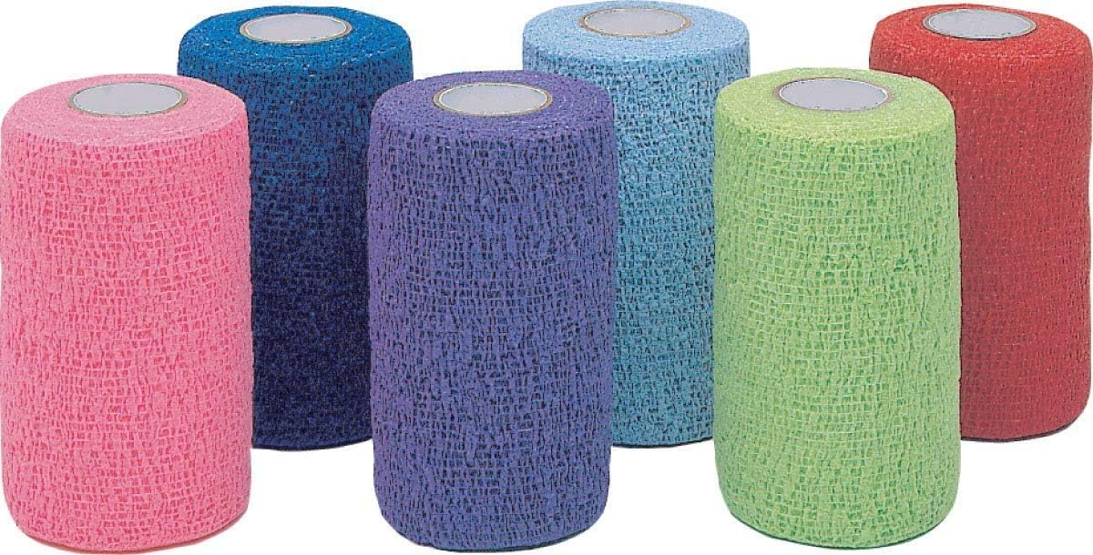 6 Pack of CoFlex Vet Flexible Cohesive Bandages for Horses, Dogs, and Cats, 4 Inch, Assorted Colors