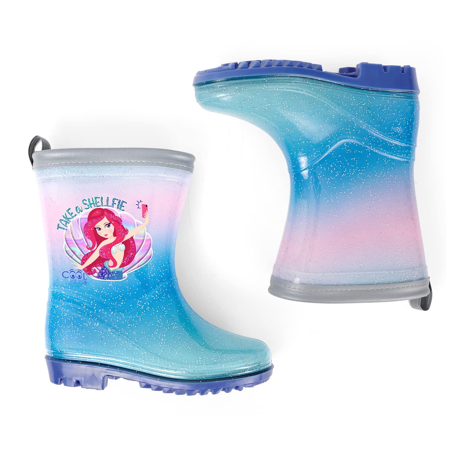 PERLETTI Bottines de Pluie Princesses Disney Enfant - Petites Bottes Imperméables Fille - Imprimé Cendrillon Raiponce Ariel - Semelle Antidérapante Rose et Cordon de Serrage