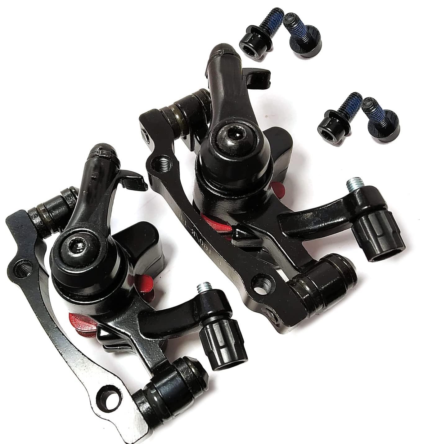 Mechanical Bicycle Disc Brake Caliper Set - Front (140/160mm) & Rear (160/180mm) with 4 Mounting Bolts & Tension Adjusters - Universal Black Alloy Brake for Mountain, Road, & Hybrid Bikes 2pcs-image-26