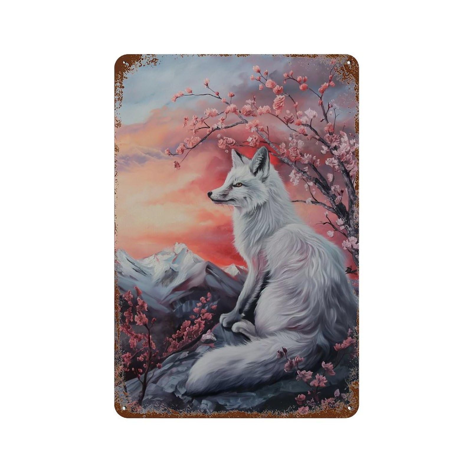 Fox Magical Fairy Tale Art Rusty Metal Tin Sign 11.8"x7.9", for Shed, Workshop And Garage Wall Decor, Novelty Wall Decor