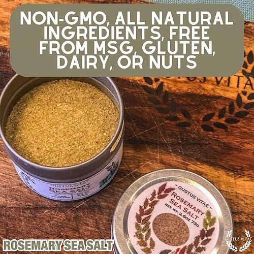 Miniatura 8 de Sal marina de romero - Sal marina con infusión gourmet - Condimento artesanal - Sin OMG - Todo natural - De origen sostenible - Lote pequeño - Lata