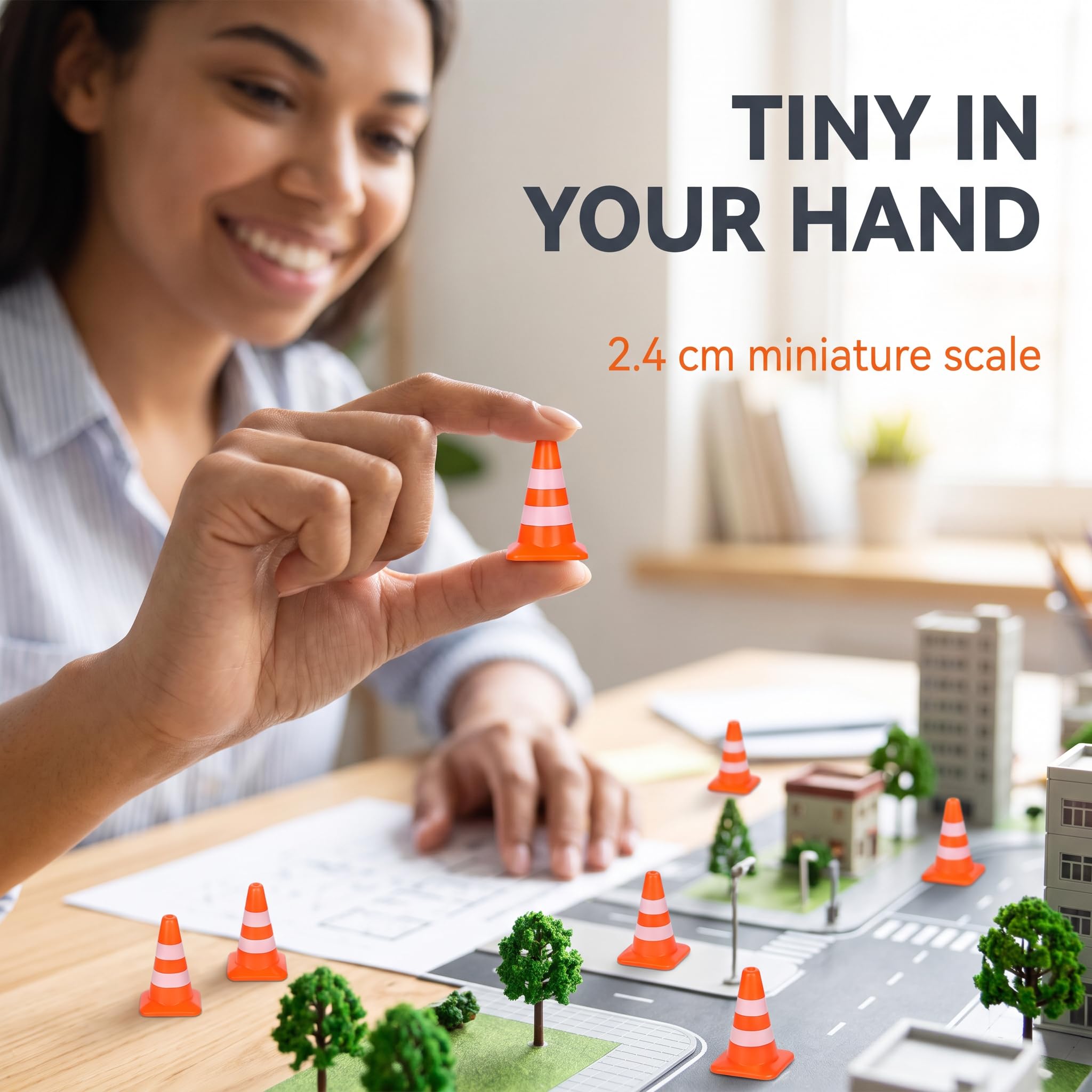 14Pcs Orange Miniature Road Cone,Traffic Cones Plastic Sign Road Cone Toy Roadblock Cone Sign Model Photo Prop Educational for Small Cones Construction Cones,Safety Signs and Signals — Amazon image 7