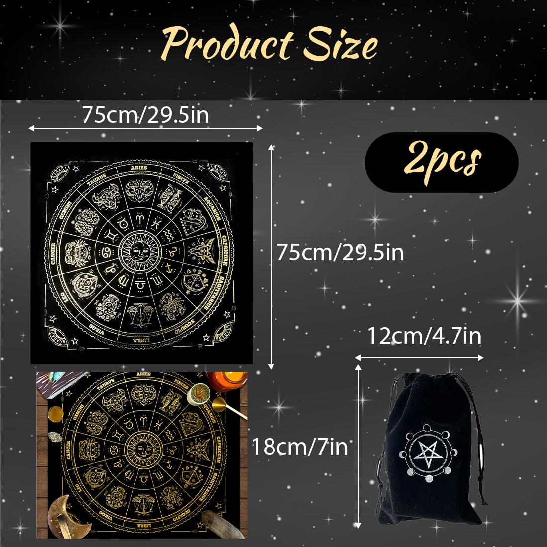 Set De Mantel Y Bolsa Para Tarot Y Péndulo – Tapete Antideslizante Para Adivinación, Rituales Wicca Y Cartomancia