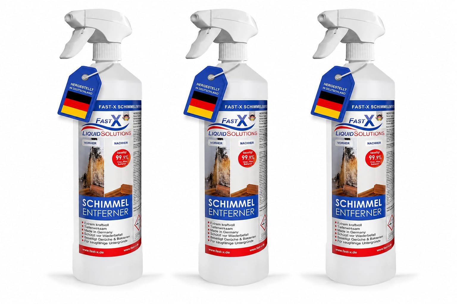 Fast-X Schimmelentferner 3 x 1L – Schimmelspray