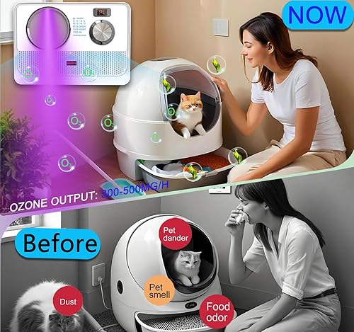 Miniatura 5 de Purificador de aire 3 en 1, desodorante de arena para gatos, ambientador para el hogar con ozono, ionizador, luz U, reduce el olor de las mascotas,