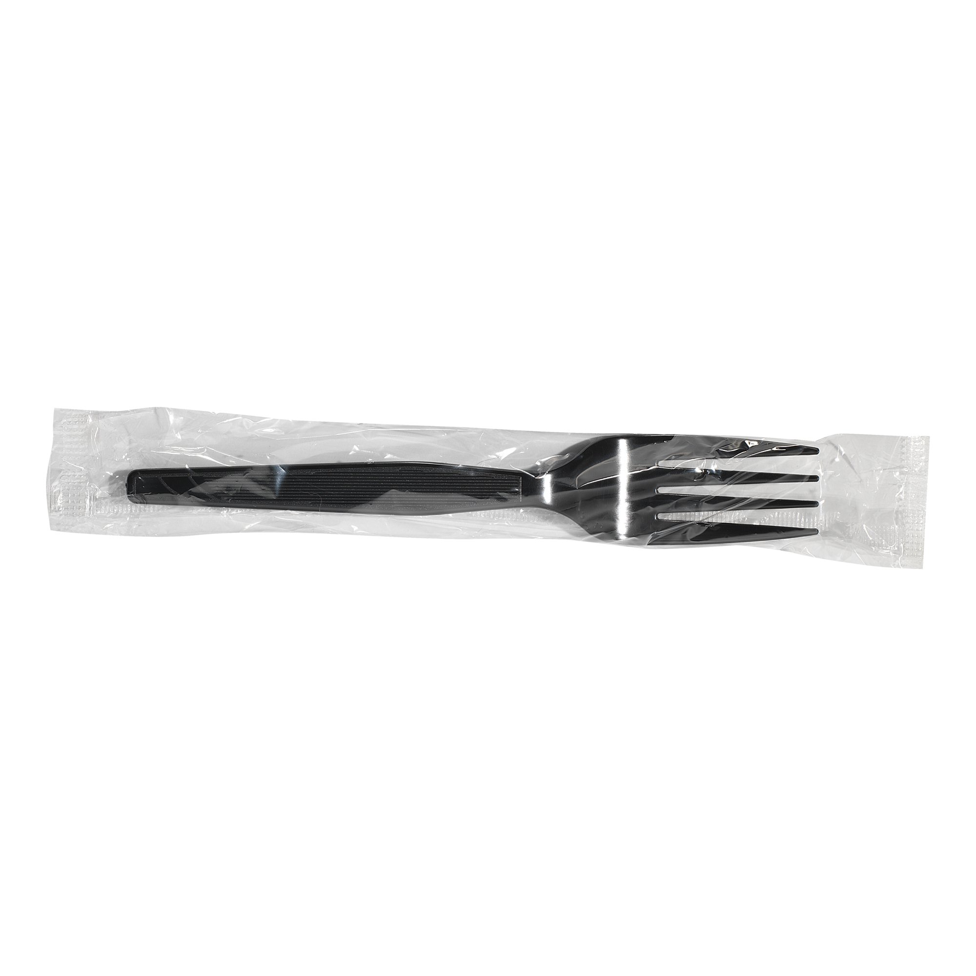 Dixie Individually Wrapped 6.104" Medium-Weight Polystyrene Plastic Fork by GP PRO (Georgia-Pacific); Black; FM5W540; 540 Count (90 Forks Per Box; 6 Boxes Per Case)