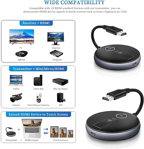 Miniatura 2 de Transmisor y receptor HDMI inalámbricos, kit extensor G9R, expansión multiTV (1TX hasta 4RX), 60Hz 50M165FT 5.8G2.4G, Plug and Play, transmite video