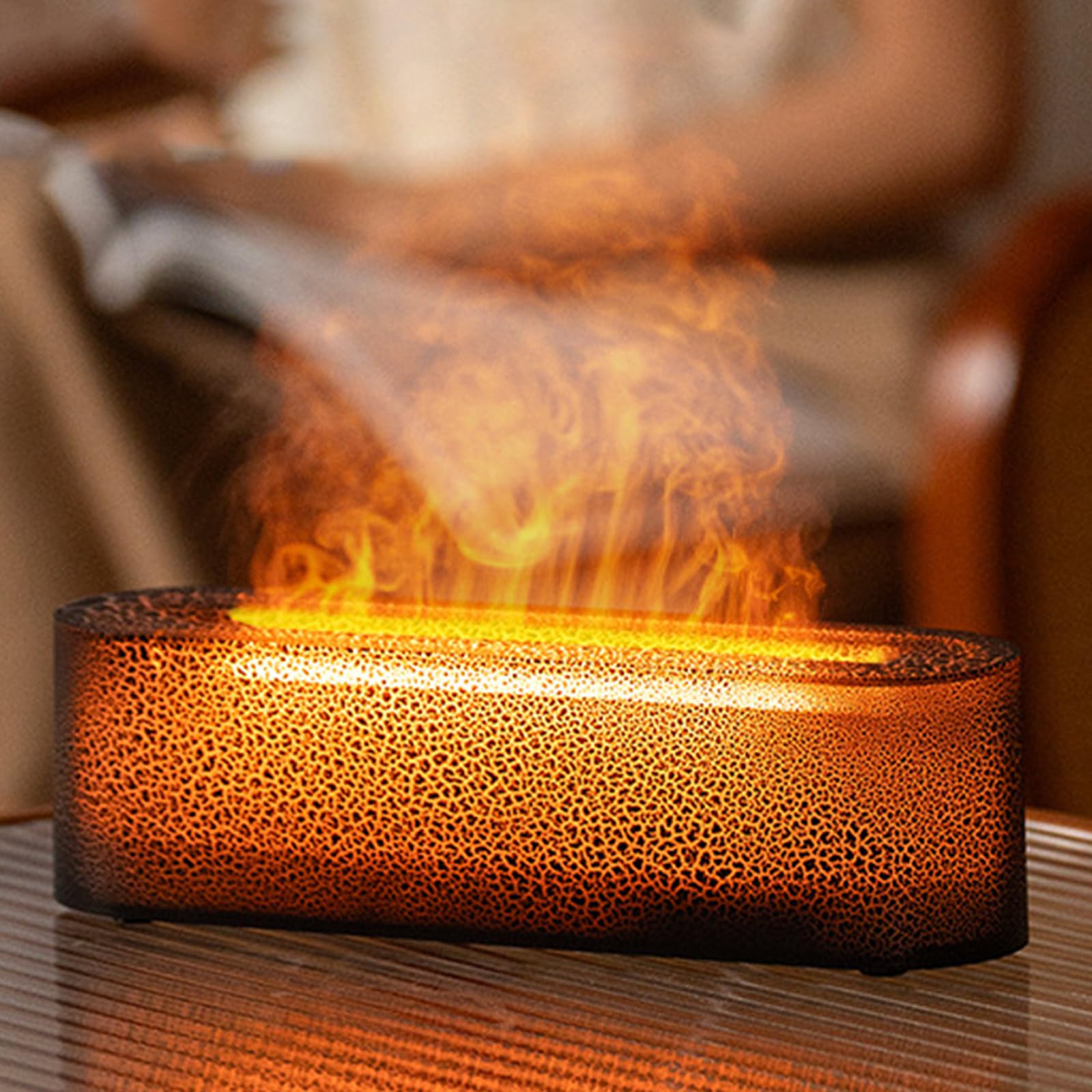 OKYUK Flame Fire Diffuser Humidifier, 7 Colors Changing Oil Diffuser, Ultra-Quiet Aroma Essential Oils Aromatherapy Diffusers for Large Room, Bedroom, Office (Black)