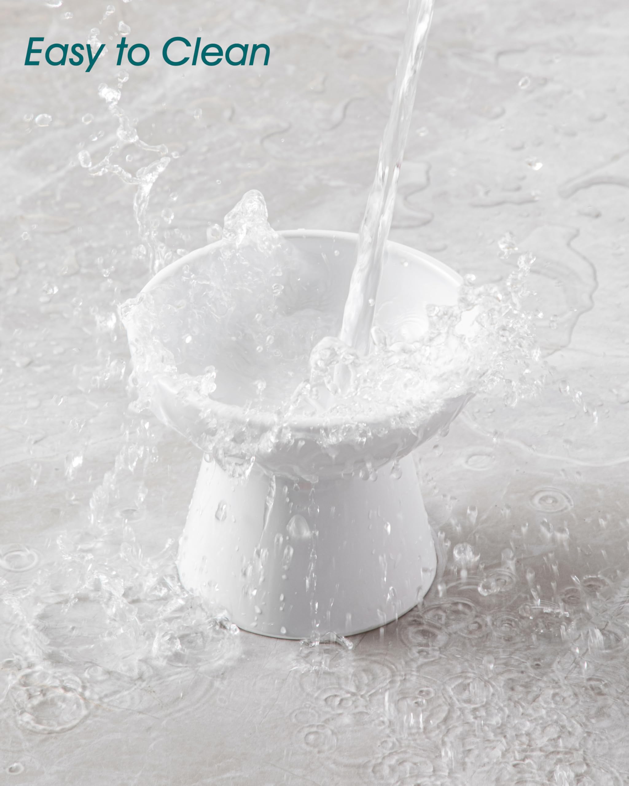 vancasso Ciotole per gatti rialzate, in ceramica, rialzate per cibo e acqua, 15,7 cm, extra larga e poco profonda, per gattini, gatti adulti, cani di piccola taglia, affaticamento dei baffi, senza