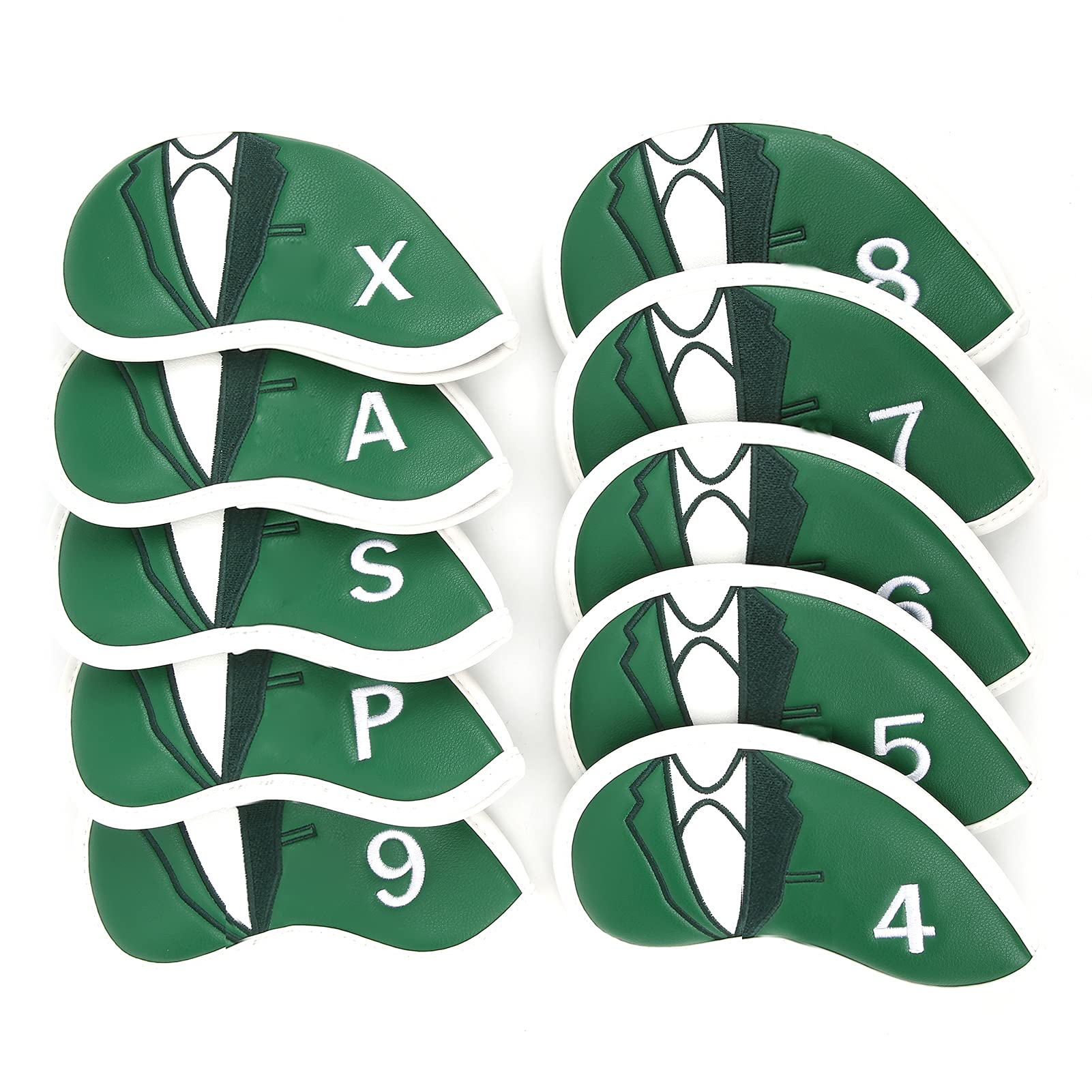 10 Piezas de Fundas para Cabezales de Palos de Golf, Juego de Fundas Impermeables y a Prueba de Polvo con Interior Acolchado numerado, Protector de Tela PU Gruesa para hierros 4,