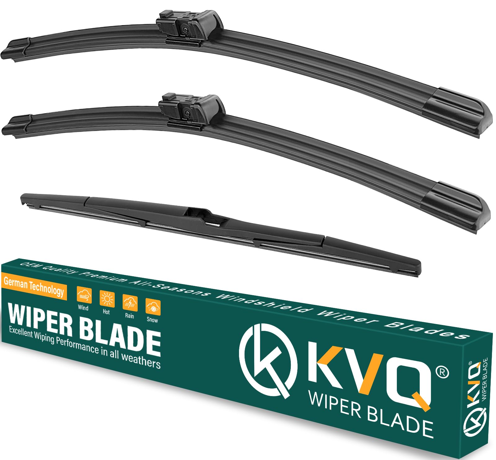 KVQ Windshield Wiper Blade Set (26"/20"/16")
