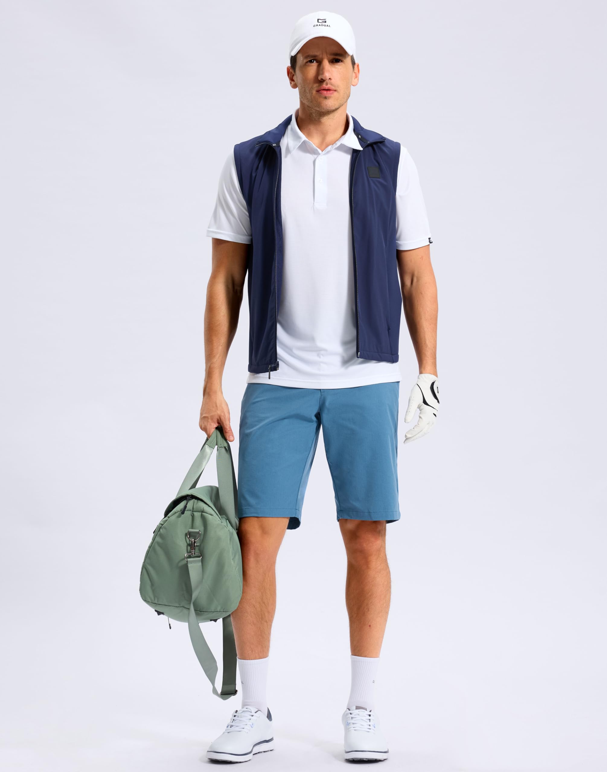 Mens Golf Shirt Grid Lightweight Short Sleeve Dry Fit Moisture Wicking Performance Athletic Collared Polo Shirts for Men — view 5