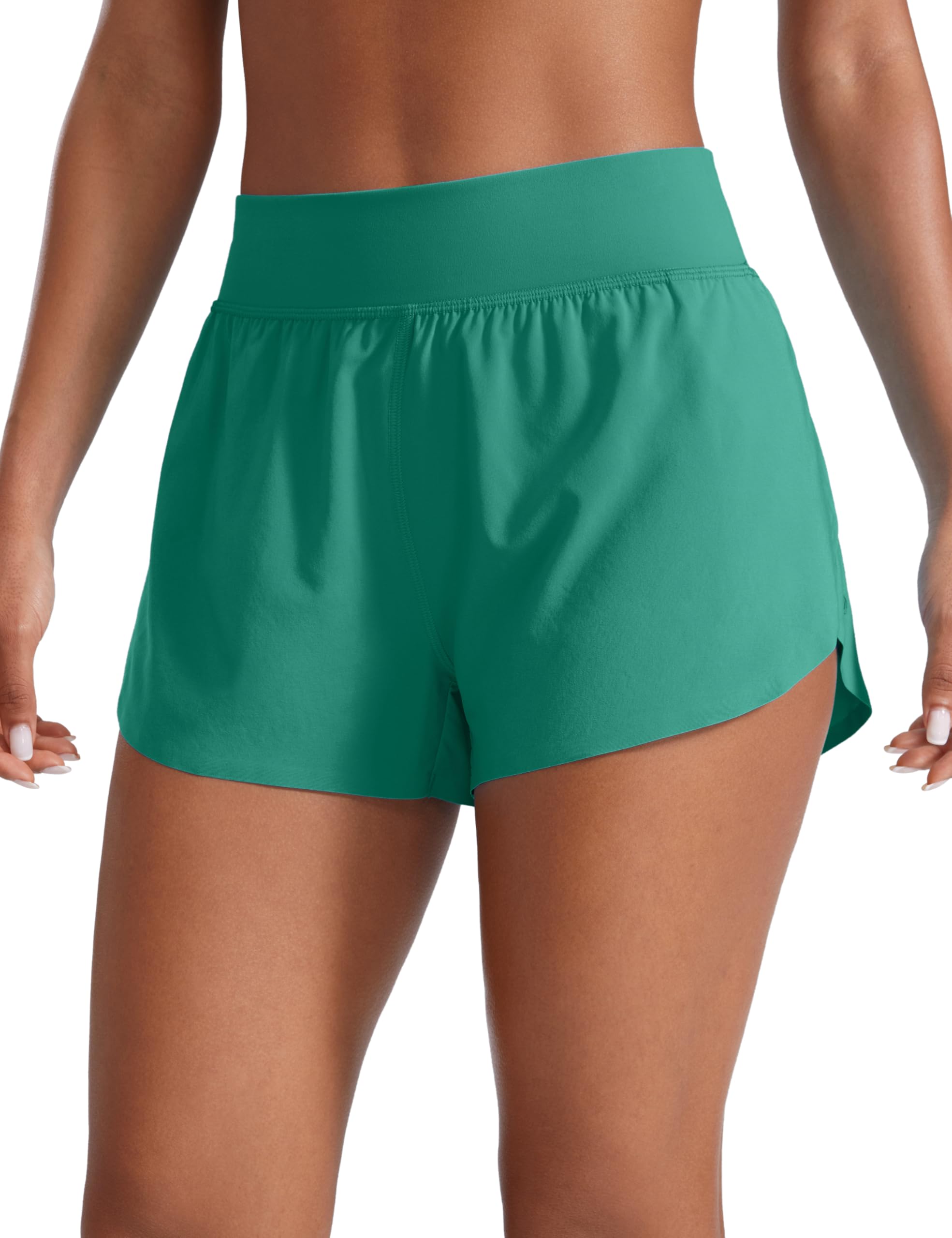CRZ YOGA High Waisted Split Running Shorts for Women 3" - Comfy Mesh Liner for Workout Athletic GymTrack Quick Dry