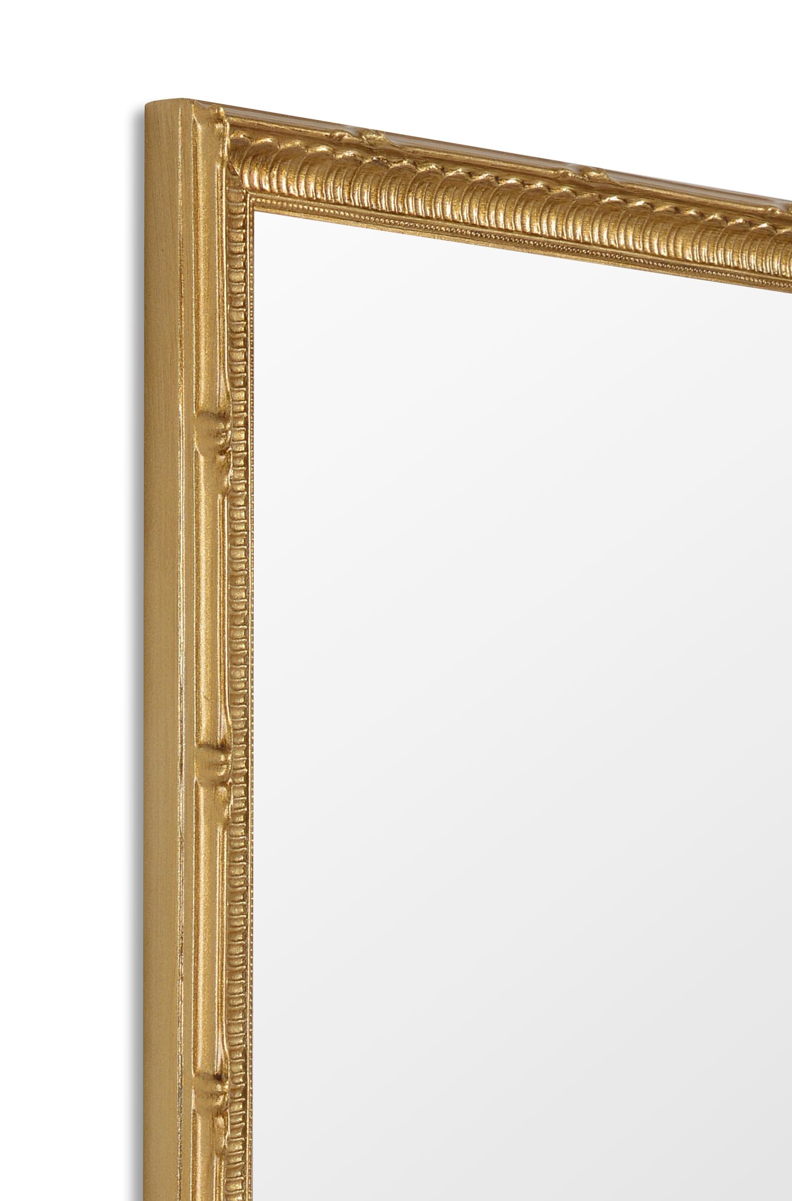 MO.WA Specchio da Parete con Cornice Classica cm. 40x135, Made in Italy, Specchiera lunga dorata, cornice in legno oro antico, Specchio da ingresso, camera da letto, soggiorno