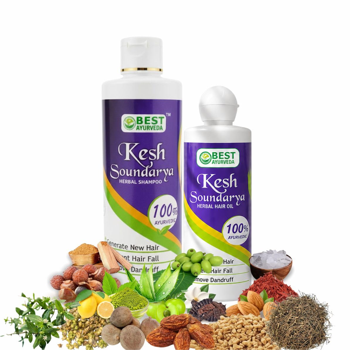 best ayurveda Keshsoundarya Herbal Hair Oil 100ml + Herbal Shampoo 250ml | Combo Pack | Promotes Hair Growth & Control Hair Fall-picture-43