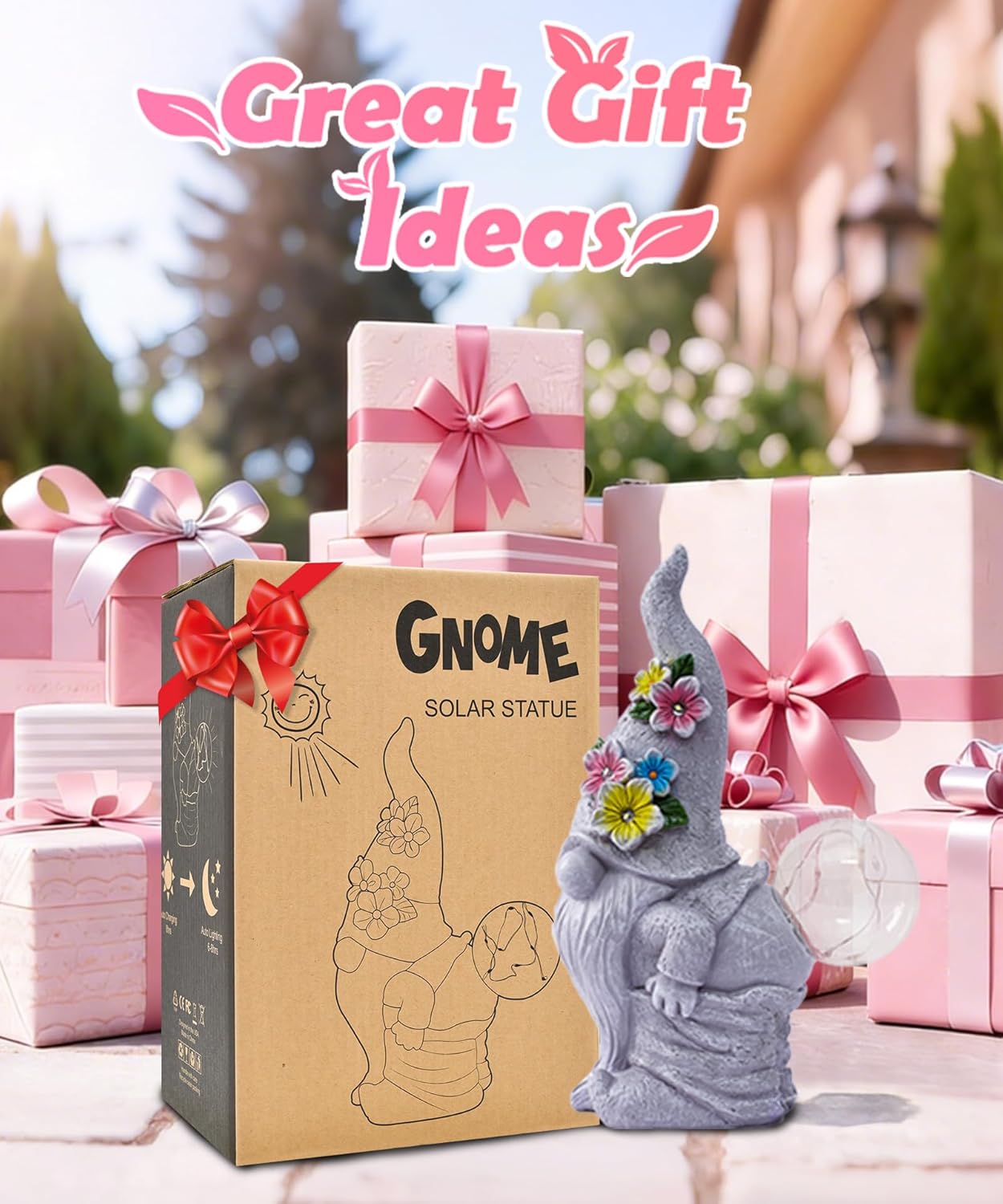 Solar Funny Garden Gnome Statue: Outdoor Sculpture Lights for Yard Lawn Porch Balcony Patio Home Decor - Birthday Gardening Gifts for Women Mom Grandma - Image 9