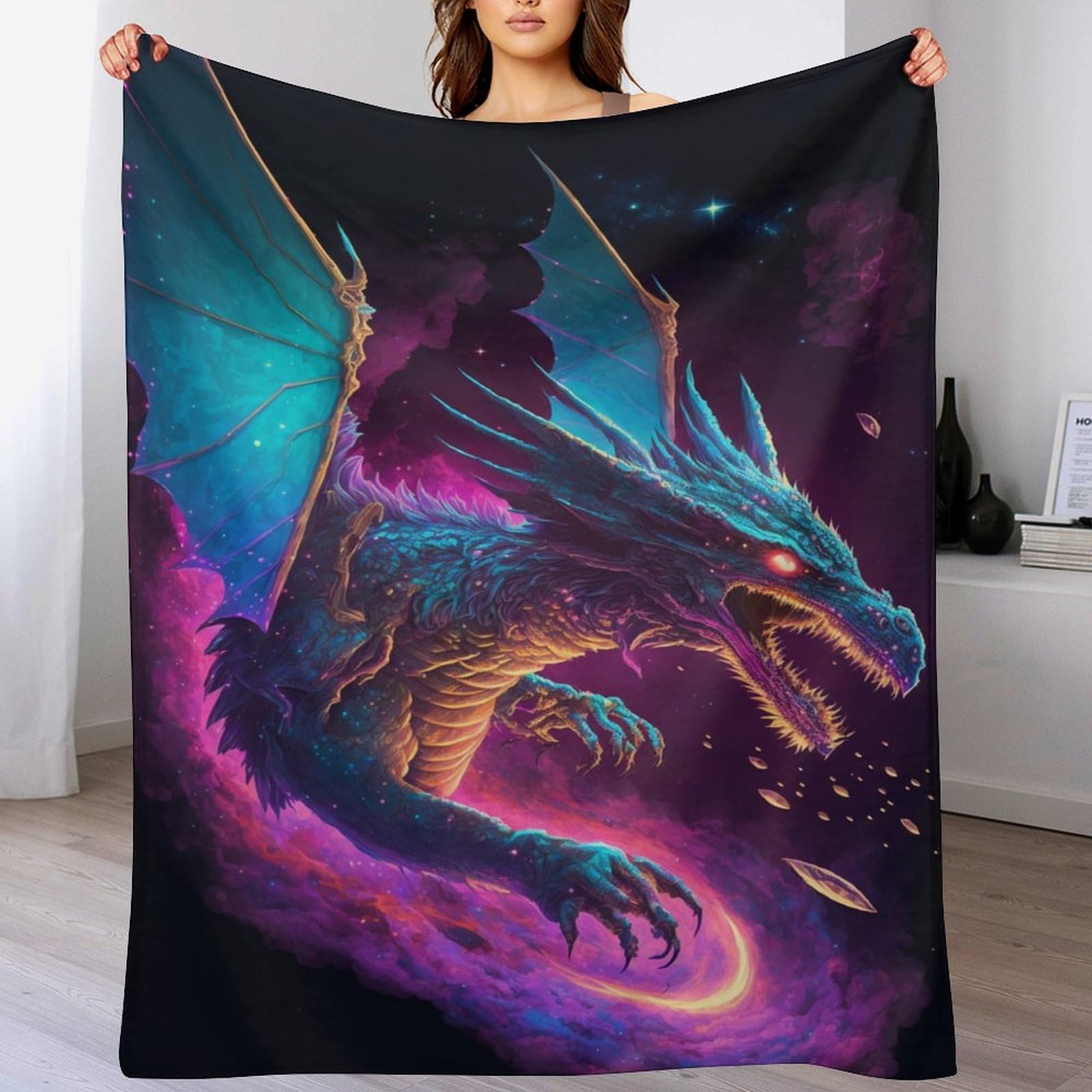 Manta de dragón 150x200 cm para cama y sofá en franela suave