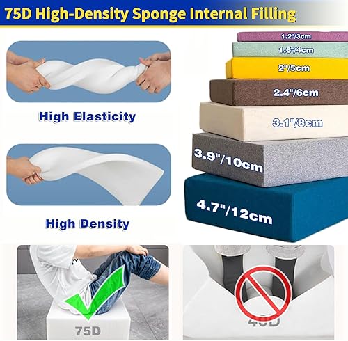 Miniatura 8 de Cojín de banco personalizado, cojín de asiento de espuma de alta elasticidad para interiores y exteriores con parte inferior antideslizante, cojín