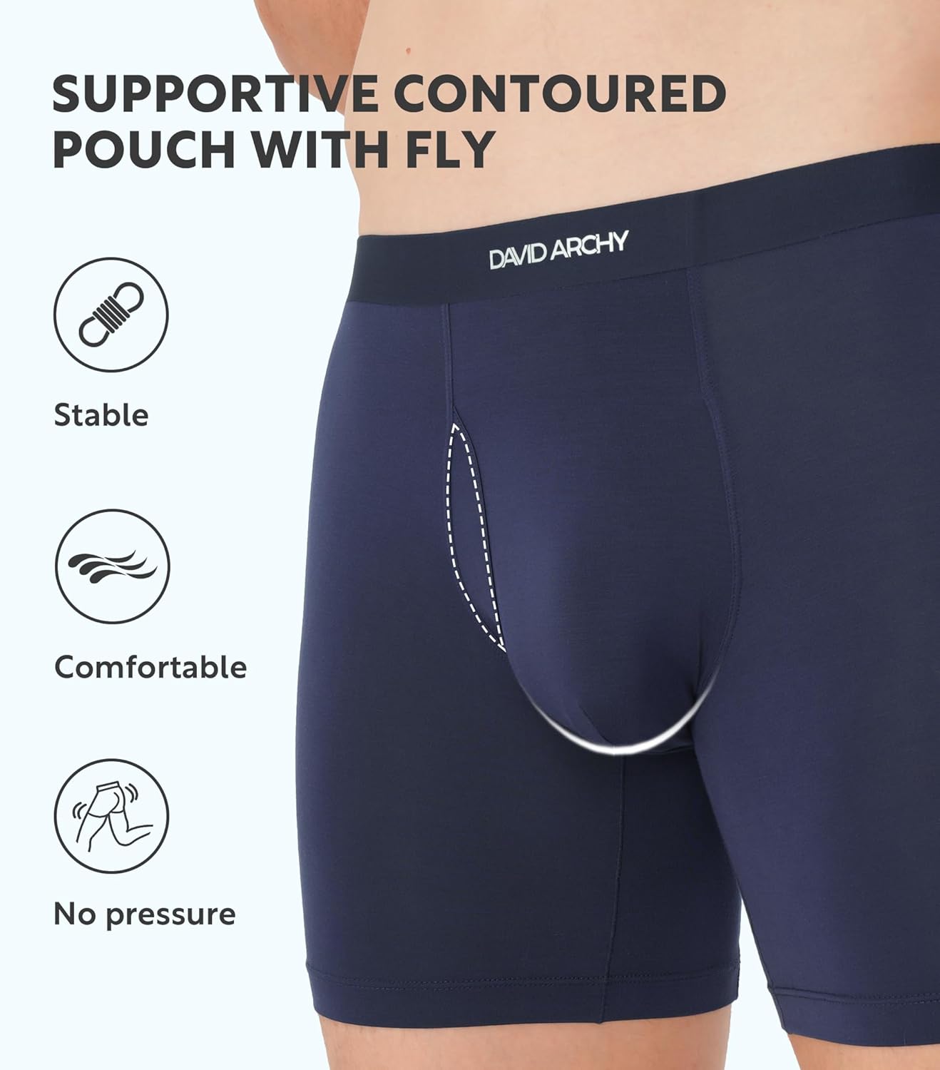 DAVID ARCHY Men's Underwear Seamless Boxer Briefs Breathable Moisture-Wicking Bamboo Rayon 4 Pack - Image 4