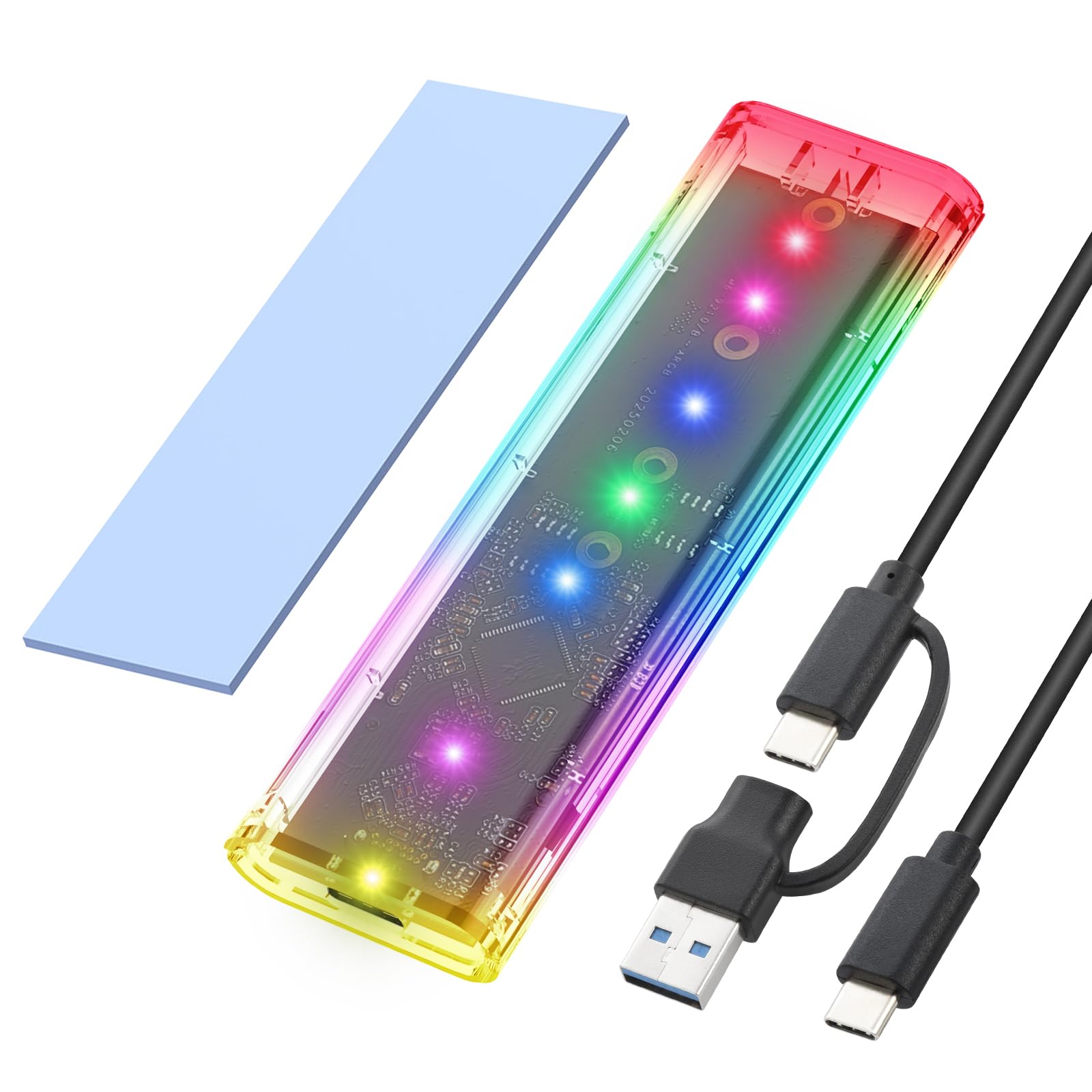ELUTENG Case SSD M.2 NVMe USB 3.1 10Gbps Adattatore SSD M2 NVMe Senza Attrezzi Esterno Adattatore NVMe per PCIe M-Key SSD 2230/2242/2260/2280 Supporto UASP & Trim con Cavi USB C a C/A (Transaprent)