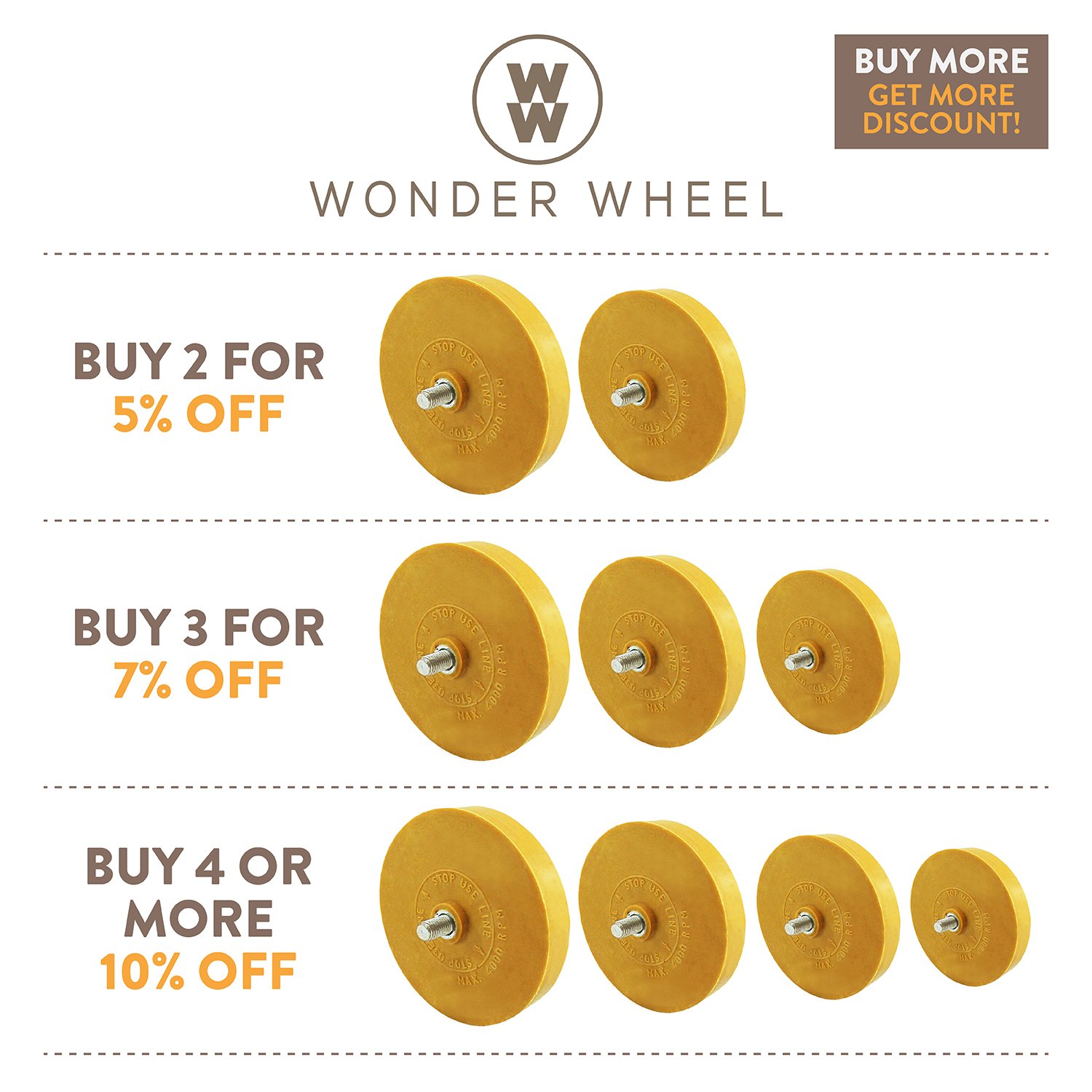 Buy Wonder Wheel 4" Decal Remover Eraser Wheel Toolkit, Remove Car