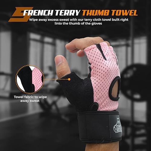 Miniatura 6 de Bear Grips Guantes de levantamiento de pesas para hombres y mujeres Guantes de levantamiento de medio dedo Guantes de entrenamiento de dedo