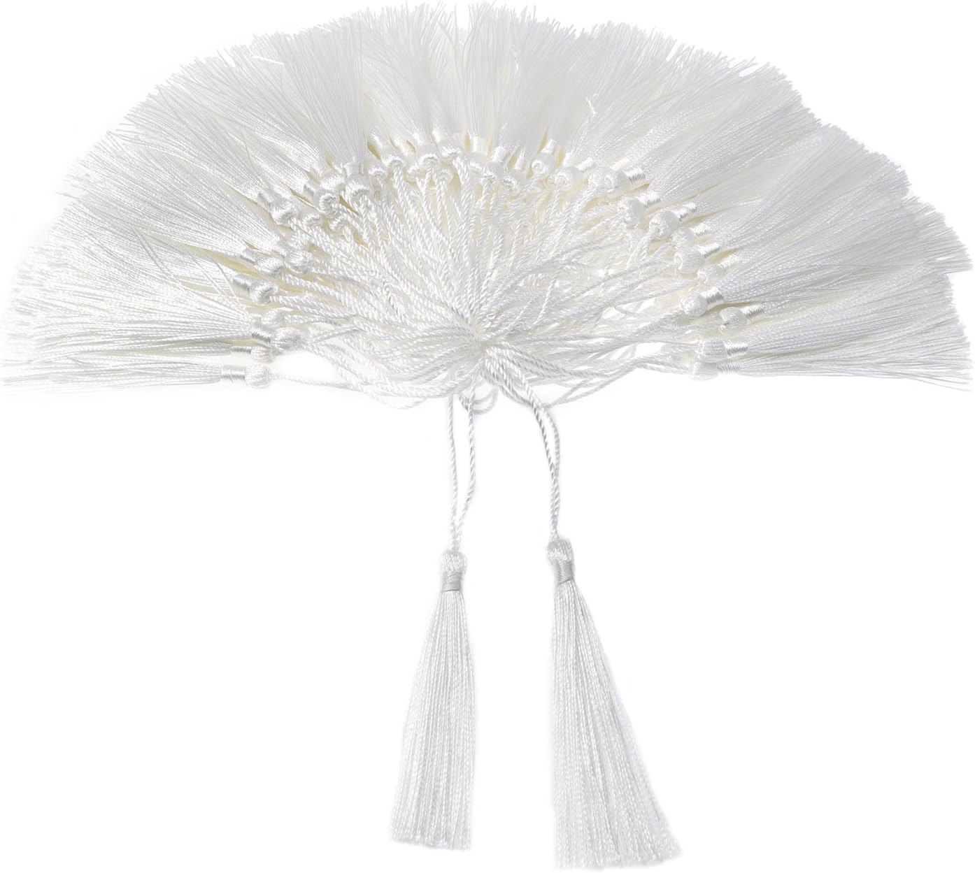 VAPKER 100 Pieces White Tassels 13cm/5-Inch Silky Handmade Soft Tassels Floss Bookmark Tassels with 2-Inch Cord Loop for Jewelry Making, DIY Projects, Bookmarks