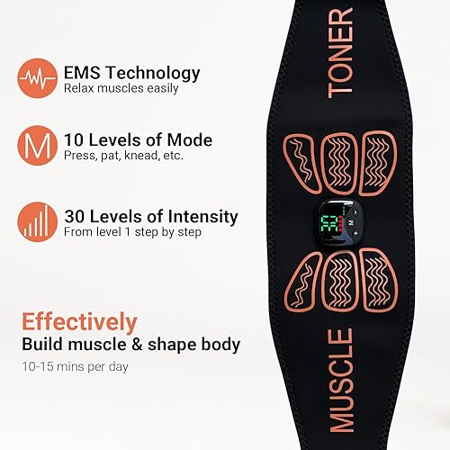 Miniatura 2 de Abs Stimulator Muscle Toner  EMS Ab Toning Belt for Men and Women, Abdomen & Back Trainer for Home Gym Office Workout