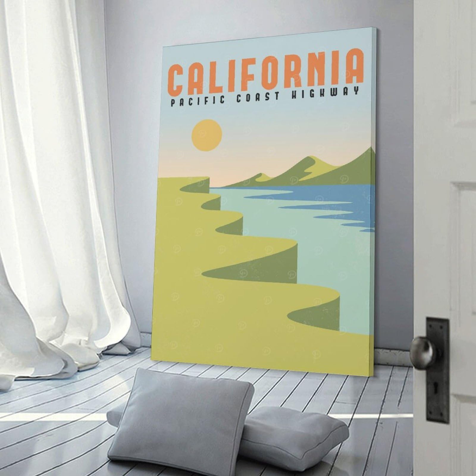 Junmoney Frame-Style-12 Canvas Art Print California Pacific Coast, 20X30inch(50X75cm), For Small Homes, Bedrooms Or Open Spaces, A Simple Refresh For Blank Walls