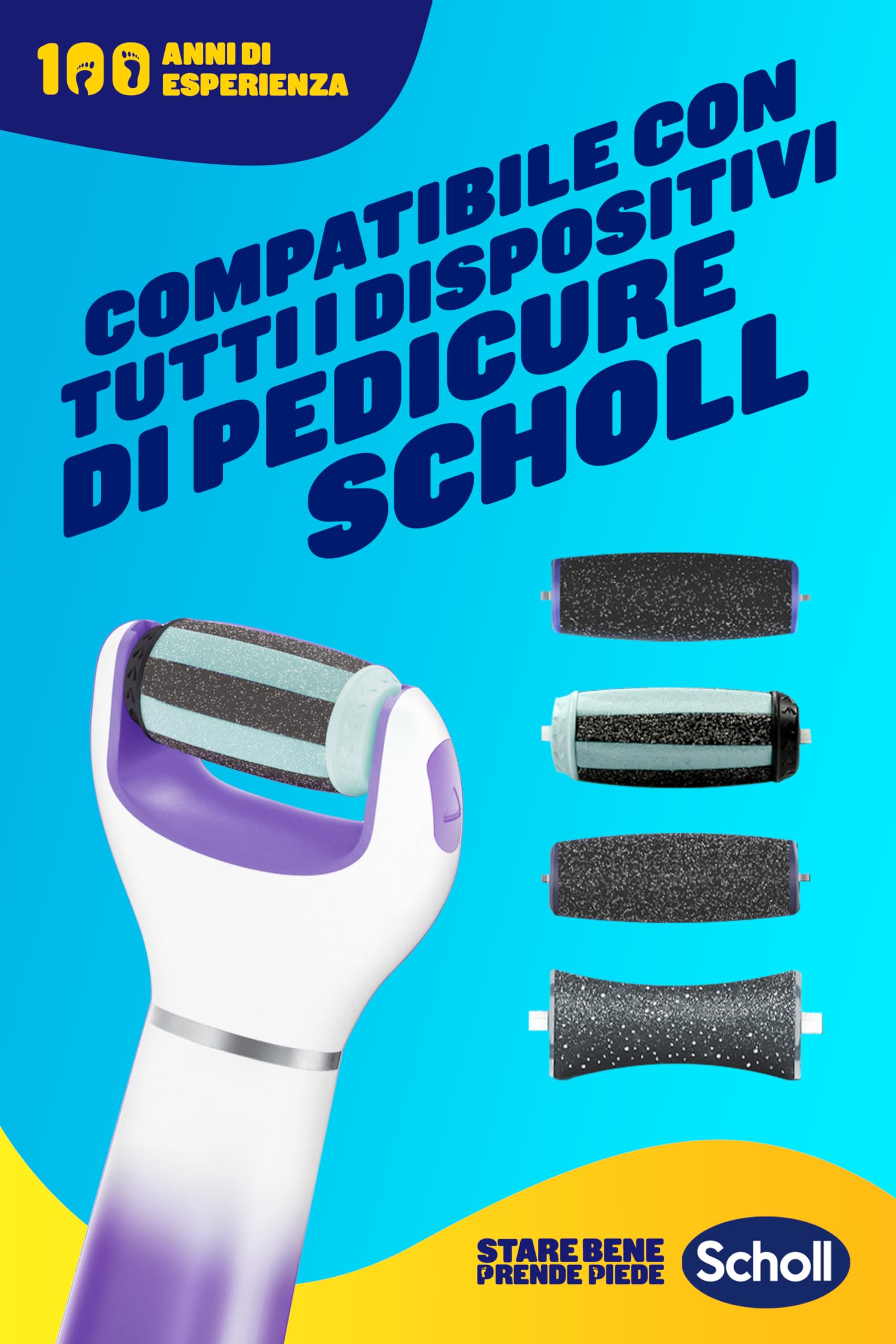 Scholl 2-in-1 Glättet und erweicht Limited Edition, elektrische Pediküre für rissige Füße und Fersen, 3 Doppelwirkungsköpfe im Lieferumfang enthalten, professionelle Fußraspel, entfernt harte Haut und