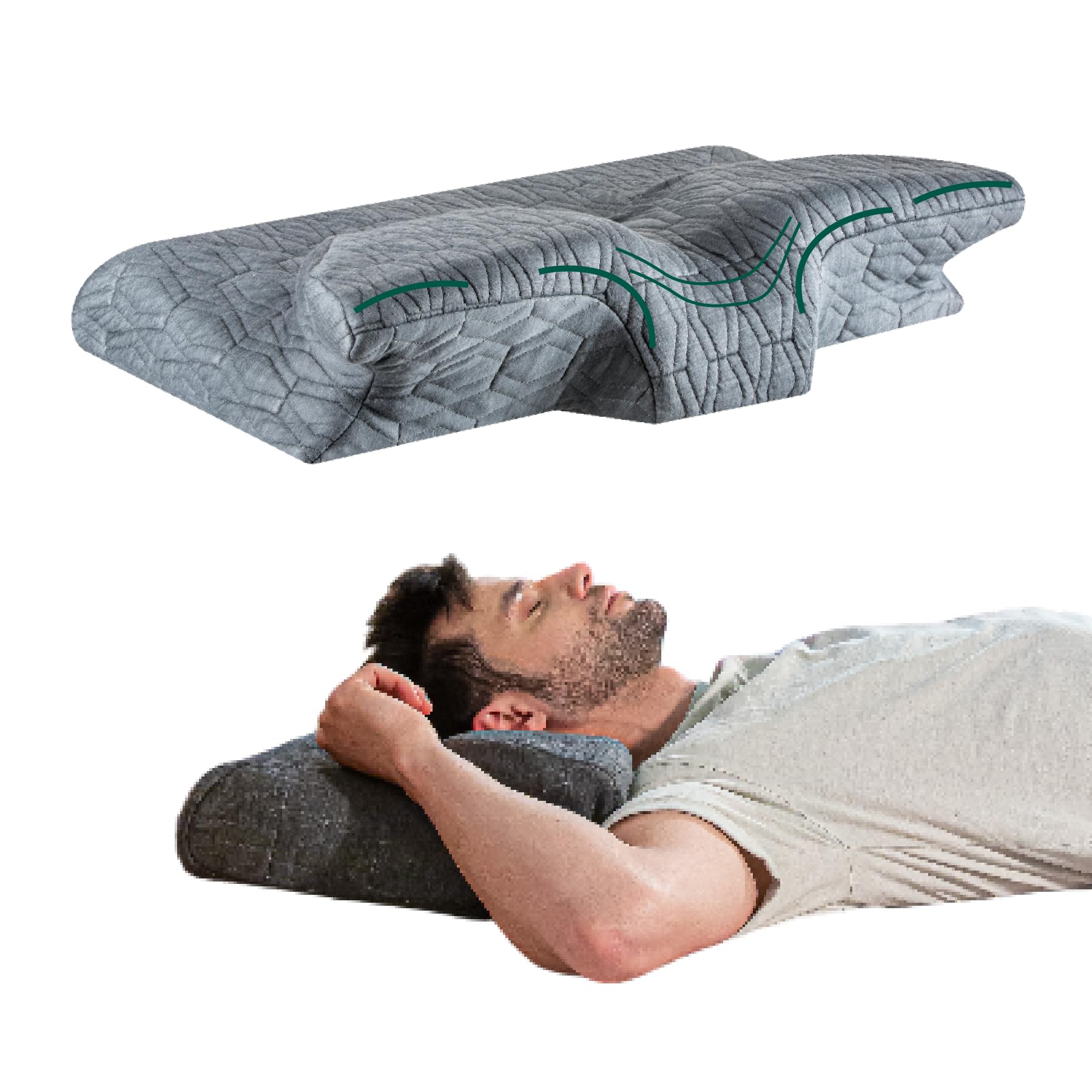 The White Willow Cervical Contour Ergonomic Orthopedic Memory Foam Pillow for Neck & Back Pain Relief Designed for All Sleeping Positions- Side, Back, Stomach- Butterfly Cervical Pillow-Grey-picture-17