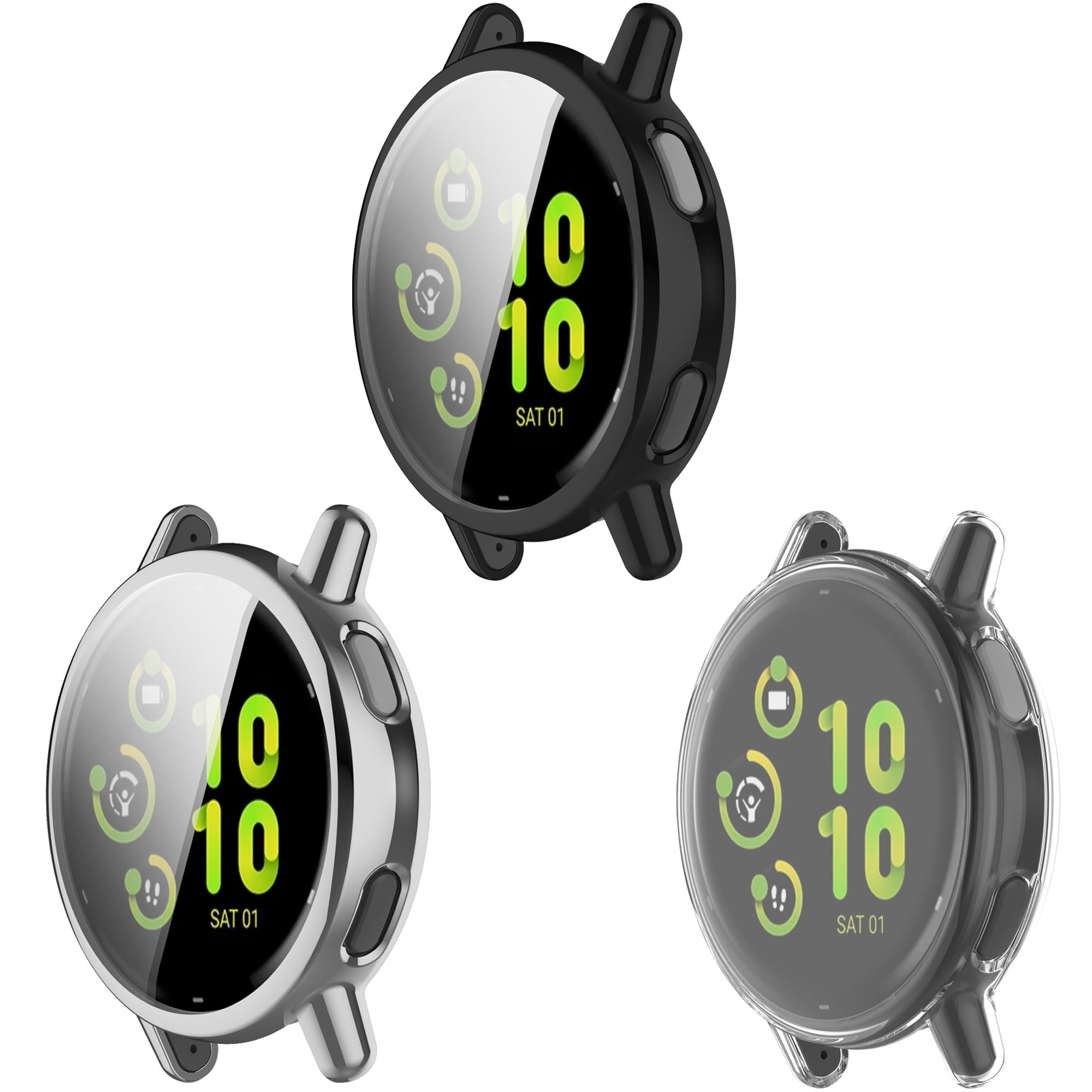 Compatible with Garmin Vivoactive 5 Case, Ultra Slim Soft TPU Case Cover & Screen Protector for Garmin Vivoactive 5 Watch Case (Back&Silver&Clear)