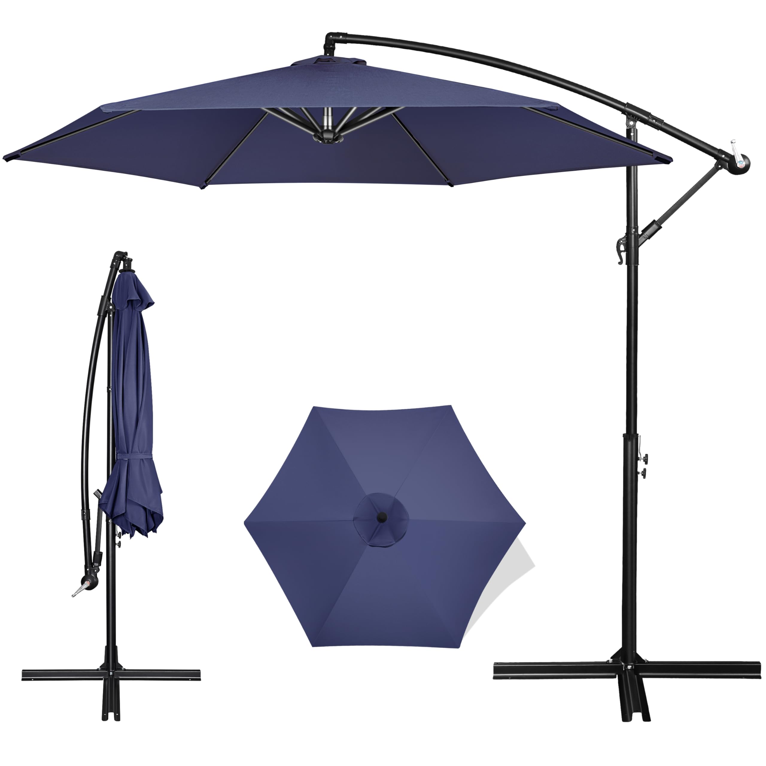 fruiteam offset patio umbrella, 10 ft heavy duty cantilever outdoor umbrella with high-strength frame & infinite tilt, all-weather uv protection sun shade for poolside, garden, backyard