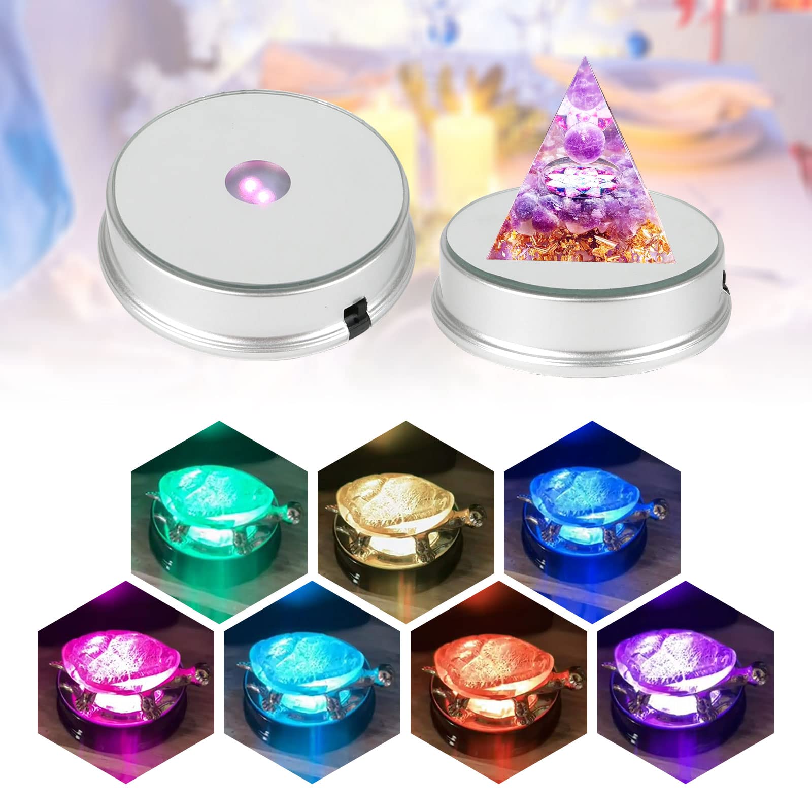 ASENTE Pied Lumineux Rond à 5 LED - Base Ronde Laquée Noire