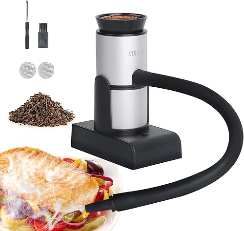 BORUIT Pistola ahumadora de cóctel, incluye astillas de madera y accesorios, ahumador portátil de bebidas, kit infusor de ahumador de alimentos para