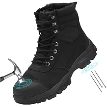 Oil Slip Resistant & Comfort Safety Shoes, Steel Toe Work Boots for Men Women, Kevlar Anti-Puncture, Anti-Kick Toe Protection, Welding Spark Resistant,Construction, Industrial, Outdoor Work