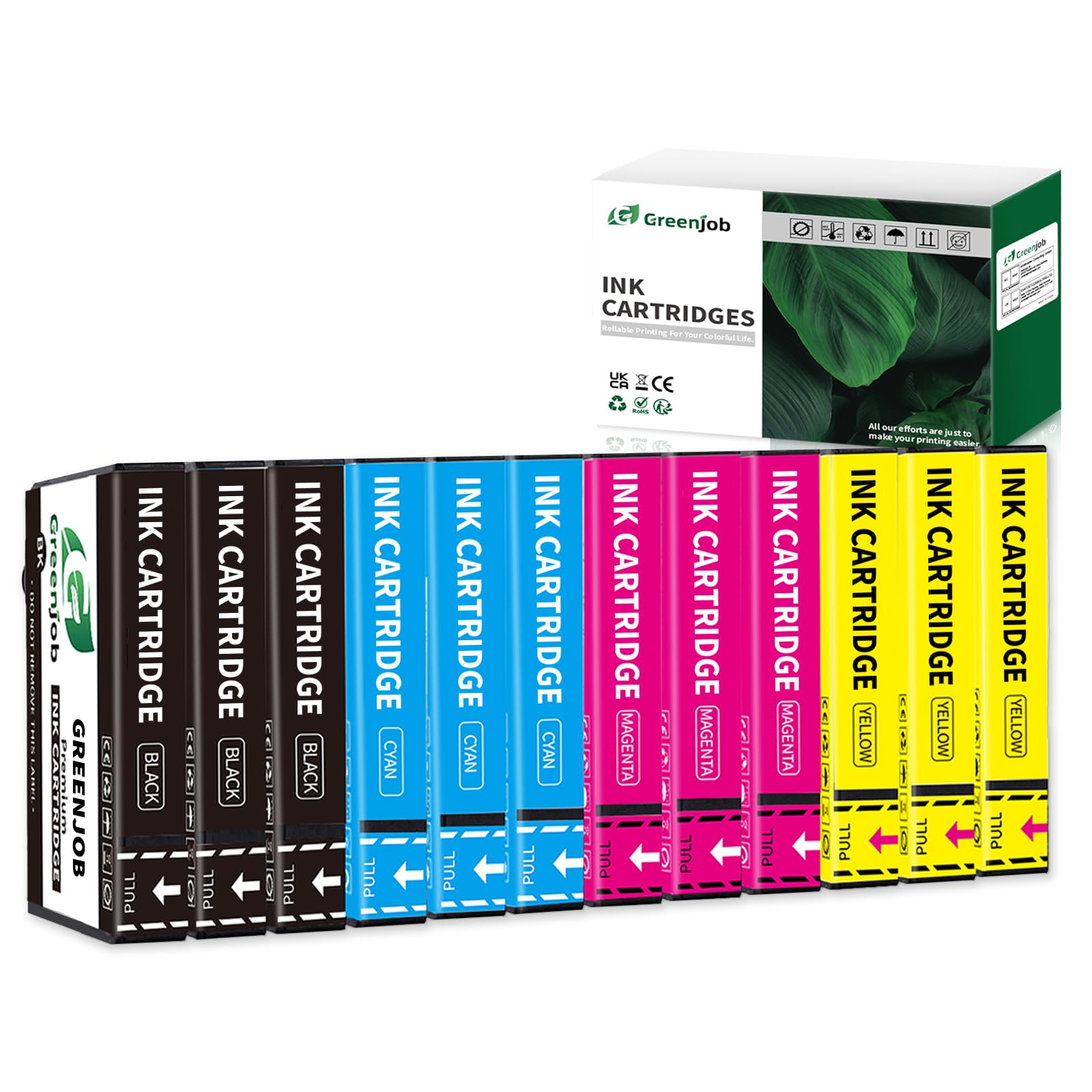 Greenjob Compatible 603XL Ink Cartridges Multipack Replacement for Epson 603 XL Compatible with Expression Home XP-3100 XP-4100 XP-2100 XP-2105 XP-3105 Workforce WF-2810 WF-2830 WF-2835 (12-Pack)