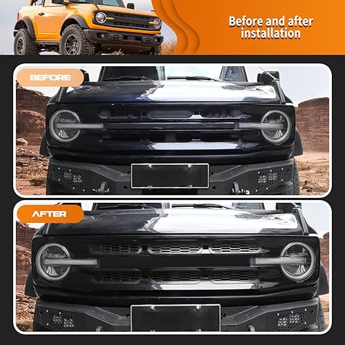 Miniatura 3 de Marco de cubierta de rejilla de malla para parrilla delantera, insertos de parachoques delantero, accesorios de decoración con clip para Ford Bronco