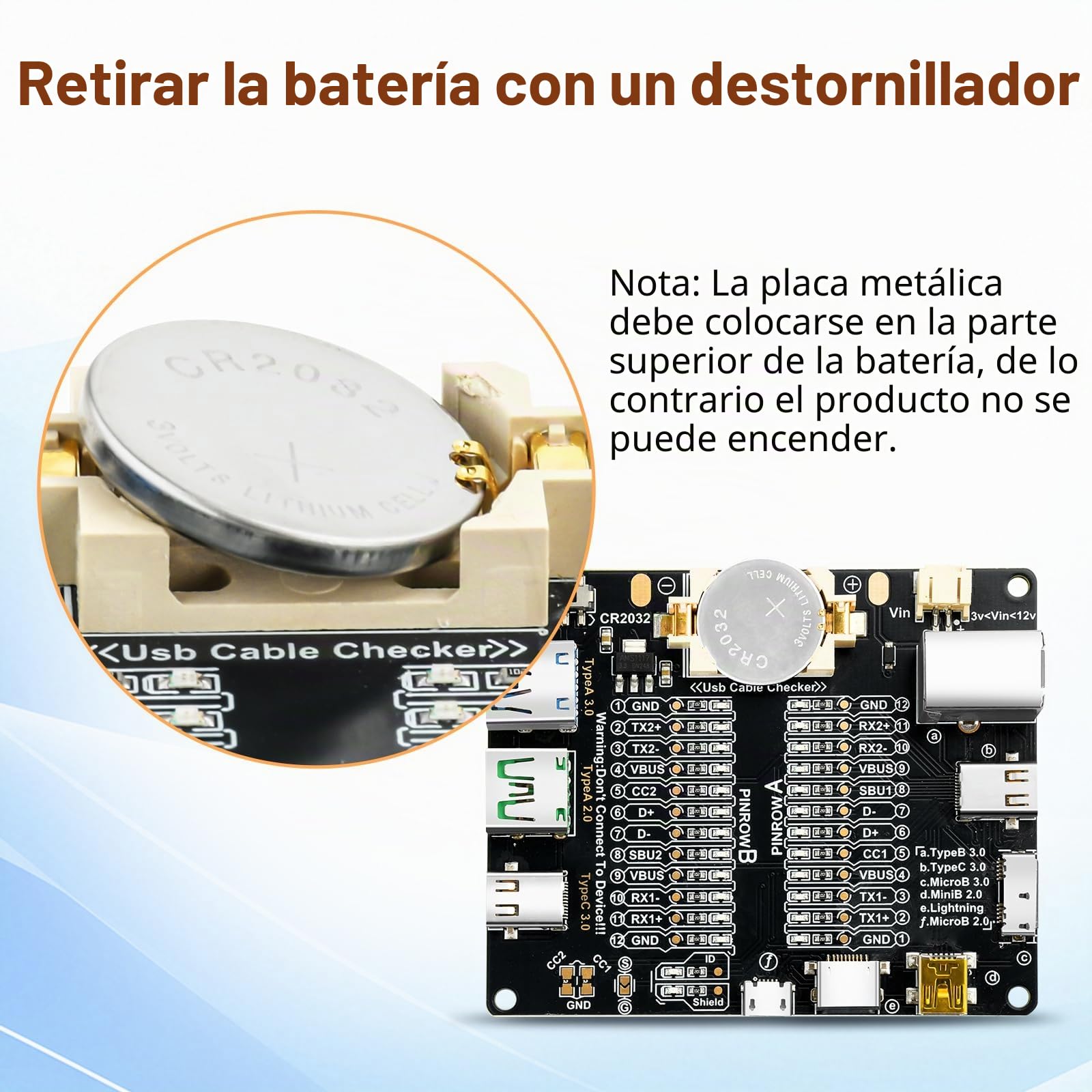 Heemol Probador de cable USB, probador de cable de datos, placa de prueba para USB C/A cable micro USB rápido, organiza rápidamente cables desordenados comprobando LED