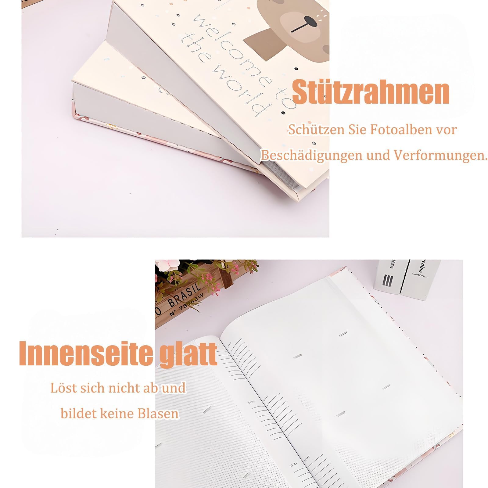 Álbum de fotos para bebé, álbum de fotos de 50 páginas con 300 fotos, álbum de fotos para niños, 33 x 22,5 cm, álbum de fotos para personalizar, álbum de fotos para familia, aniversario de boda